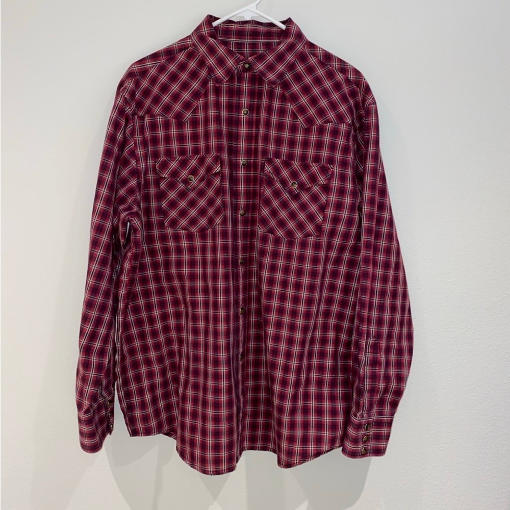 Pendleton‎ Red Plaid Pearl Snap Long Sleeve Size Large